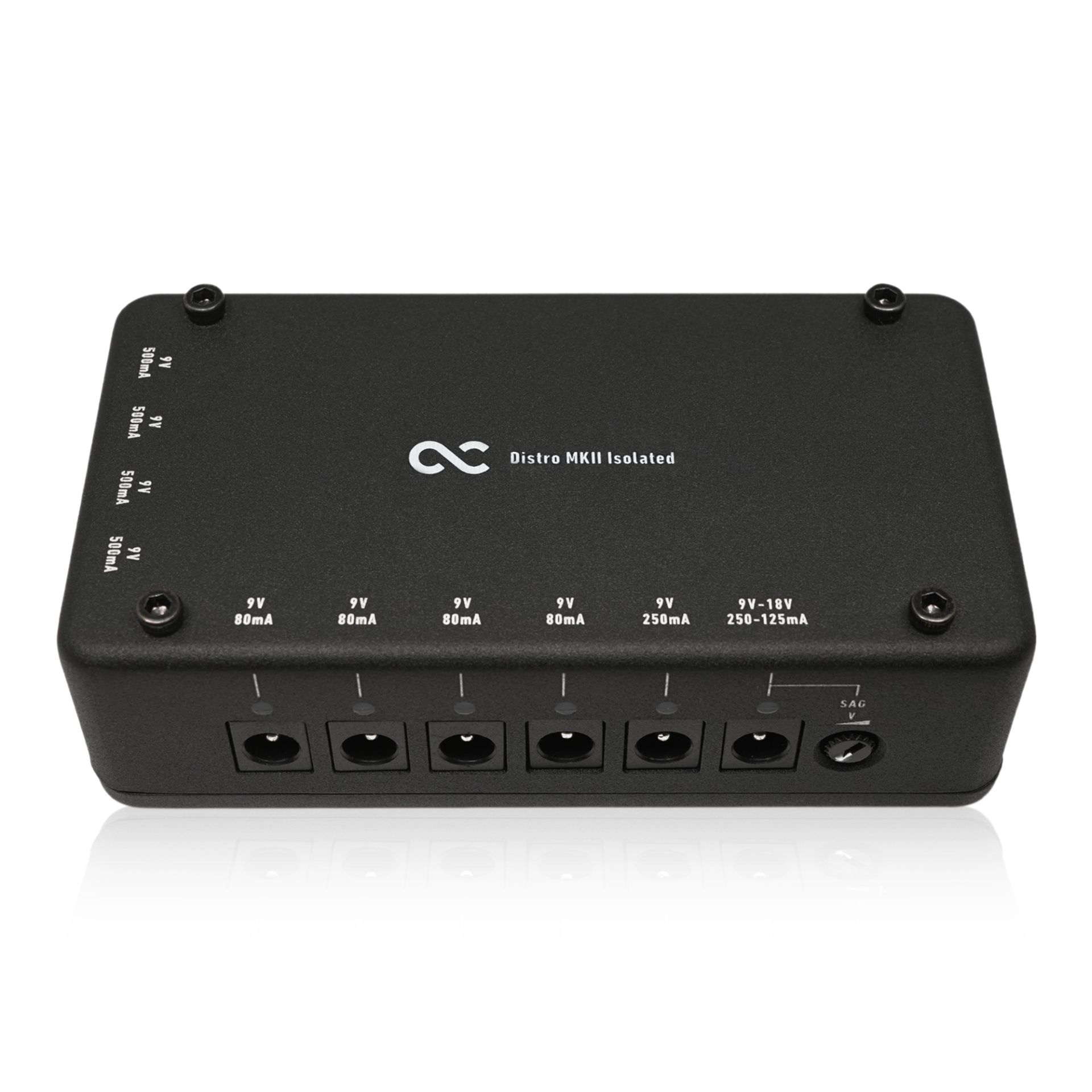 Gitarren-Netzteil, Effektpedal-Stromversorgung, isolierte Ausgänge, schwarzes Gehäuse, Spannungsregler